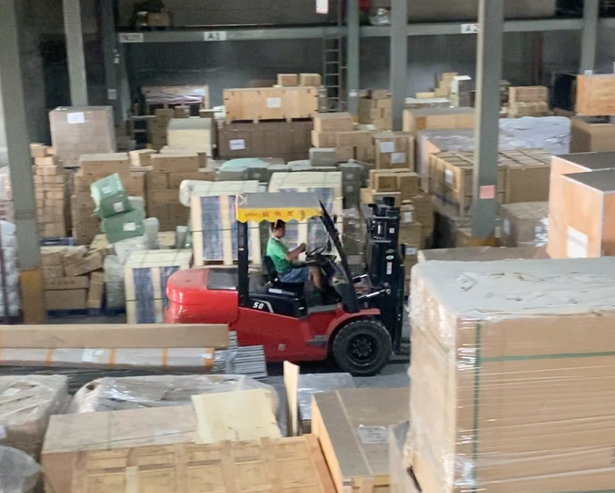 Cargo being handled at the warehouse
