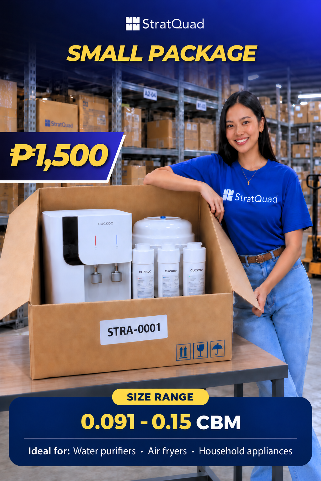 StratQuad small package rate, 0.091 to 0.15 CBM
